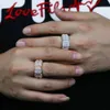Bröllopsringar Guld Silver Color Square CZ Zircon Engagemet Ring för män Kvinnliga smycken Iced Out Bling Rectangle Band 231205