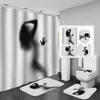 Rideau de douche ombre femmes nues avec crochet, ensemble de salle de bain fille Sexy, tapis antidérapant, couverture de toilette, tapis de bain pour décoration de maison 210609288x