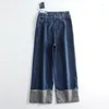 Kvinnors jeans breda benband streetwear kvinnor non strech