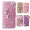 Bling Glitter Rhinestone Pu Leather Case For iPhone 14 13 12 11 15 Pro Max 14 Plus XR X 13mini Cards Slots Plånbokshållare Stand Flip Leather Cover