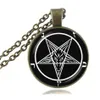 Satanisk baphomet inverterad pentagram hänge gotiskt halsband gethuvud hänge satanism halsband ondska ockult pentakel smycken pagan275p