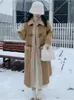 Femmes Fourrure Hiver Mode Femmes Faux Manteau Lâche Revers Corne Bouton Épais Chaud Peluche Élégant Cachemire Vêtements D'extérieur Décontracté Laine d'agneau