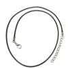 100pcs / lot noir 1 5mm cire cuir serpent collier perles cordon chaîne corde fil 45cm chaîne d'extension avec fermoir à homard bricolage bijoux274U