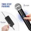 Microphones Microphone sans fil 2 canaux UHF double dynamique portable avec batterie Rechargeable 2000 mah pour AMP karaoké mariage PA 231204