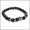 Charme Pulseiras Mens Pulseiras Luxo Jóias Mulheres Matt Stone Bead Pulseira Elefante Leopardo Cabeça Leão Coruja Tartaruga Lava Gota Entrega Dh8Kl