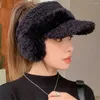 Casquettes de balle Mode Automne Hiver Chaud Chapeau En Peluche Cache-oreilles Femmes Filles Vide Top Casquette De Baseball Casual Extérieur Résistant Au Froid Coupe-Vent Bonnet