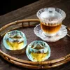 Tea Cups Handmade Sky Blue Glass Tea Cup Frozen Braised Tea Cup Shangshen Cup Japanese Style Exquisite Small Kungfu Tea Set Gifts 231204