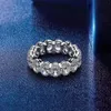 Anel de diamante moissanite corte oval eternidade, 100% original, prata esterlina 925, aliança de casamento, noivado, joias para mulheres, presente y325i