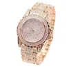 Armbanduhren Damenuhren Luxus voll glänzend Strass Runde Quarzwerk Armbanduhr Armband Damenuhr