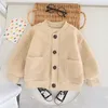 Jackets Autumn Winter 0-5 Years Baby Coat Cute Bear Back Infants Toddlers Button Open Outfit Fall Outerwear Kids Boys Girls