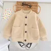 Jacken Herbst Winter 0-5 Jahre Babymantel Niedlicher Bärenrücken Kleinkinder Kleinkinder Button Open Outfit Herbst Oberbekleidung Kinder Jungen Mädchen