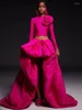 Jupes formelle Fuchsia haut bas satin longue rose asymétrique femme maxi jupe de mariée