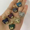 Jinyuan New Micro Paved Hiphop Cute Bear Head Pendent光沢のあるジュエリー