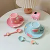 Tazze Tazza da caffè in ceramica Starmoon in rilievo dipinta a mano creativa con piattino e cucchiai Set di tazze da tè in ceramica Regalo unico per lei 231204