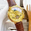Topp AAA Super Men tittar på lyxdesigner av hög kvalitet Designer Fashion Calfskin Watchband Moon Phase DayDate Mechanical Automatic Wristwatche