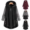 Jaquetas femininas inverno plus size casaco com capuz mulheres plus size zíper solto cardigan engrossar lã quente jaqueta longa com bolsos roupas de mulher