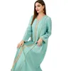 Ethnische Kleidung Ankunft Muslim Abaya Frauen Goldprägung Kaftan Krepp Stoff Elegant Langarm Abend Party Robe Mode Sommerkleidung