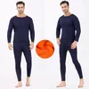 Men's Thermal Underwear Homewear Top Pants Set Unisex Winter Warm Thick Fleece Lined Long Sleeve Pajama For Sport Base Layer