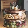 Förvaringsflaskor burkar kreativa glas matbehållare med trä lock kök mellanmål godis mutter sundrie arrangör för 231204