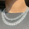 Selling S925 Silver Cuban Chain 13mm 3 Rows Pass Diamond Test Vvs Moissanite Diamond Jewelry Hip Hop Cuban Link Chain