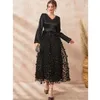 Ethnic Clothing Abaya For 2023 Autumn Muslim Women Lace Mesh Long Sleeve Maxi Dress Elegant Kaftan Dubai Party Gown Abayas Vestido Jalabiya