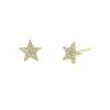 Stud Earrings 925 Sterling Silver Minimal Delicate Cute Star Earring For Women Sparking Cz Gold Plated Wedding Jewelry