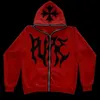 Mens Hoodies Moletons Grande Promoção Y2K Outono e Inverno Padrão Gótico Feminino Hip Hop Casaco High Street Zipper Hoodie Casual Solto Moletom Roupas 231204