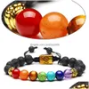 Perlé 7 Chakra Arbre de vie Bracelets Pierres de lave Mticolor Perles Corde Bracelet Diffuseur d'huile essentielle Drop Livraison Bijoux Dhnqc