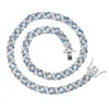 Chokers Blue/Pink Miami Cuban Link łańcuch 9 mm lodowy naszyjnik dla mężczyzn i kobiet prezent 231205