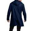 Men's Trench Coats Mens Long Winter Warm Duffle Coat Loose Fit Classic Wool Blend Double Breasted Sleeve Jackets Hood Toggle Outwear