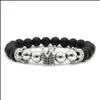 Perlé Pave Zircon Couronne Bracelet Charme Hommes À La Main Noir Mat Femmes Tissage Bijoux Perles De Pierre Bracelets Drop Livraison Bijoux Soutien-Gorge Dhlrx