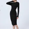 Lu-1782 Stylish Slim-Fit Long Dress Trend Women's Hip Skirt Slits Back Back