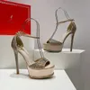 Rene Caovilla Sandals Designer обувь высококачественного атмосфера атласная атлас 13 см высотой на каблуках.