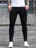 Herr jeans kvalitet svart elastisk mantel manlig casual denim byxor
