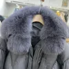 Parkas de plumón para mujer, Parkas cortas con cuello de piel Natural para mujer, chaqueta de pato blanca holgada de gran tamaño, prendas de vestir de invierno para mujer, abrigo Veste Femme 231205