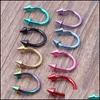 Nombril Bell Button Rings Colorf Anneau de nez en acier inoxydable Piercing Horseshoe Spike Septum Sourcil Tragus Helix Pircing Lip Drop Deliv Dhu3X