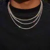 925 Sterling Sier 14K Guld 10mm 30 tum diamanter Tenniskedjhalsband för hiphopsmycken251p