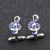 Cuff Links Blue Crystal Cufflinks Musical Note Tie Clips Men Cuff Button Business Tie Clip Bar Tie Collar Pin men's French Shirt Cuff Link R231205