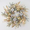 Decorative Flowers Wreaths Christmas Wreath For Front Door Artificial Golden Flower Garland Pinecone Rattan Set Hanging Outdoor Decoration 2024 231205