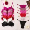 Sexy Set Lace women's underwear 2-piece set with rhinestone shoulder straps sexy bras and underwear comfortable home clothing wholesale 231205