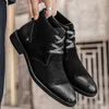 Buty A026 Europejska amerykańska vintage męskie obuwie okrągły palce u nogi w górę moda jesienna krowa zamsz skórzane buty męskie buty zimowe wypoczynek