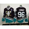 Other Sporting Goods Purple Mighty Ducks Men's Ice Hockey Jerseys 96 Charlie Conway All Stitched 231204