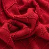 Inyahome – couverture rouge avec franges, décoration de noël, lit géométrique, bordeaux, grand jet décoratif d'hiver pour canapé, 231204