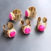 Cluster-Ringe, geometrischer Naturstein, Kristall-Achat, rot, weit offen, für Frauen, Boho, handgefertigt, vergoldet, größenverstellbar, Fingerring-Schmuck