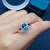 Cluster Rings Sale London Blue Topaz Silver Ring For Young Girl 5mm 7mm VVS Grad Design Style 925 SMYELLTY