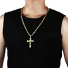 Pendant Necklaces Gold Color Fish Bone Pattern Cross Necklace Men Stainless Steel Crucifix Jesus Link Chain Catholic Jewelry GiftP266R