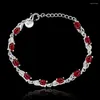 Braccialetti di collegamento Fascino elegante Bellissimo colore argento Pietra di cristallo Rosso Gioielli Moda Donna Matrimonio Prezzo di fabbrica