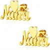 Noelia Custom Name Heart Earrings Personalized for Women Stainless Steel Gold Plated Stud Earrings Customized Memorial Jewelry Y10298J