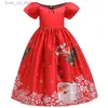 Abiti per ragazze 4 6 8 10 12 14 anni Girls Girls Christmas Party Abiti da principessa per ragazze Cartunato carino Babbo Natale Abito Snowflake Abito per bambini abiti T240415