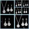 Boucles d'oreilles Collier Jolie Mariage Beautifly Bijoux Ensemble Goutte d'eau Cz Ensembles Or Sier Plaqué Collier Boucles D'oreilles Fête De Mariée Goutte Deliv Dhkwt